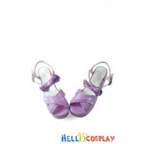 Mirror Purple Detachable Bows Platform Princess Lolita Shoes