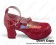 Wine Red Back Ruffle Strap Chunky Princess Lolita Shoes