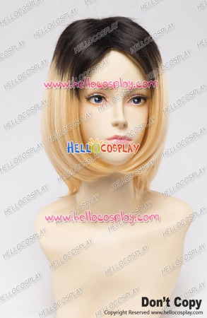 Haikyū Cosplay Kenma Kozume Wig Layered Short Gradual Change Black Golden Gray