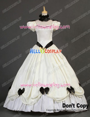 Victorian Southern Belle Princess Ball Gown Formal Reenactor White Lolita Dress Costume