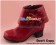 Wine Red Ruffle Bow Chunky Sweet Lolita Short Boots