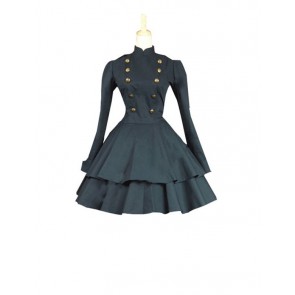 Victorian Lolita Steampunk Military Coat Gothic Lolita Dress Black