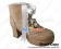 Princess Lolita Short Boots Chunky Matte Beige Satin Lace Ruffle Ribbons