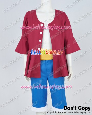 One Piece Two Years Later Cosplay Monkey D Luffy Costume Red Suit