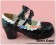 Black White Bow Straps Ruffle Chunky Princess Lolita Shoes