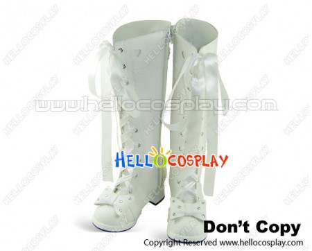 White Satin Lace Up Chunky Princess Lolita Boots