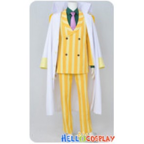 One Piece Cosplay Admiral Sakazuki Kizaru Borsalino Costume Yellow Stripe