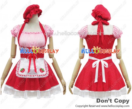 Angel Feather Cosplay Cute Strawberry Maid Dress