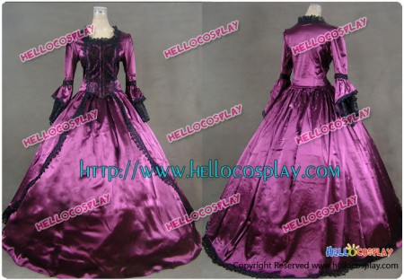 Marie Antoinette Victorian Gothic Ball Gown Purple Wedding Dress