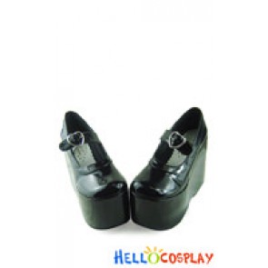 Mirror Black Buckles Strap Platform Punk Lolita Shoes