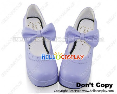 Purple IW Charlotte Bow Chunky Sweet Lolita Shoes