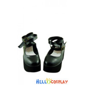 Black Ankle Strap Platform Punk Lolita Shoes