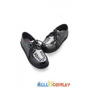 Black White Lacing Shoelace Platform Punk Lolita Shoes