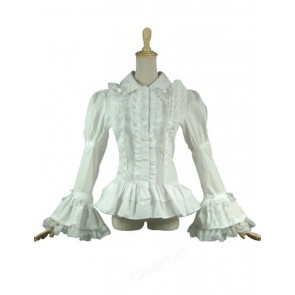 Victorian Lolita Reenactment Lace Ruffle Blouse Gothic Lolita Dress White