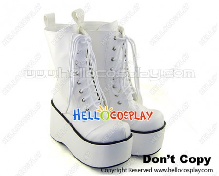 White Lace Up Platform Japanese Gothic Lolita Boots