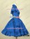 Gothic Lolita Cosplay Victorian Cape Reenactment Steampunk Stage Blue Dress Costume