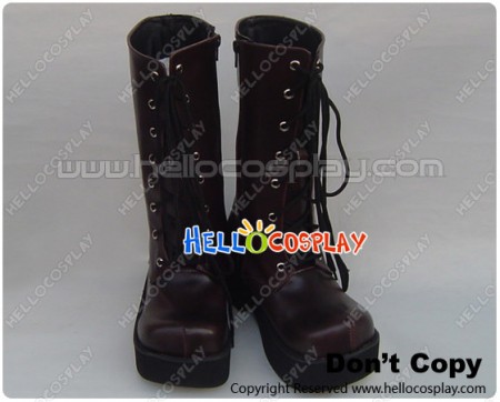 Matt Brown Lace Up Chunky Punk Lolita Boots