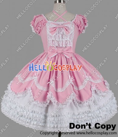 Sweet Lolita Gothic Punk Ruffle Pink Dress