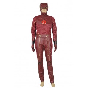 The Flash 2014 Barry Allen Cosplay Costume Red Leather Uniform