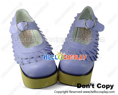 Light Purple Ruffle Buckles Strap Platform Punk Lolita Shoes