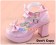 Pink Satin Lace Ruffle Chunky Sweet Lolita Shoes