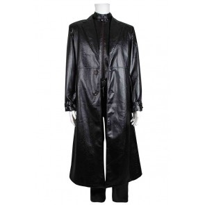 Resident Evil 5 Cosplay Albert Wesker Costume Leather Coat Black