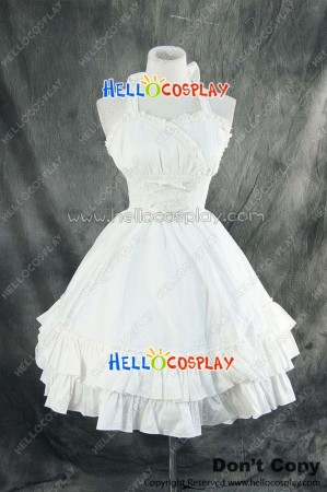 Gothic Lolita Dress Cosplay Costume Cute White