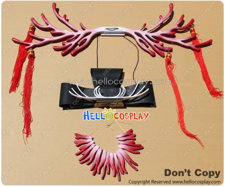 xxxHolic Cosplay Yūko Ichihara Headwear Necklace Red Coral Full Set Accessories