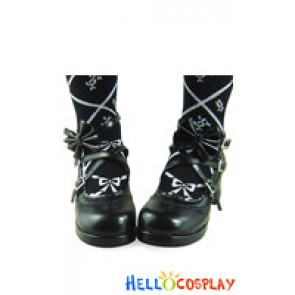 Black Bows Ruffle New Chunky Sweet Lolita Shoes
