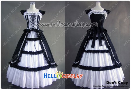 Gothic Lolita Cotton Black Dress Ball Gown