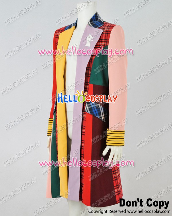 Details about Doctor Cosplay Series 6th Sixth Who Dr Colorful Lattice Stripe Coat Costume Details about Doctor Cosplay Series 6th Sixth Who Dr Colorful Lattice Stripe Coat Costume