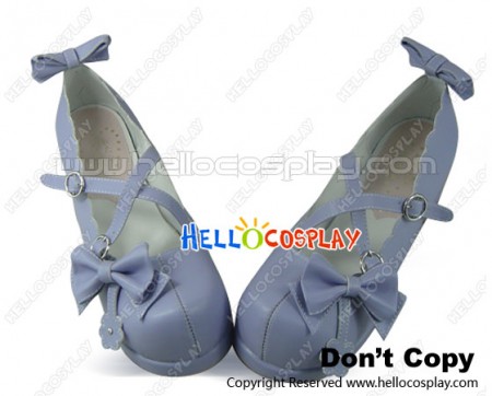 Light Purple Flank Detachable Bow Chunky Princess Lolita Shoes