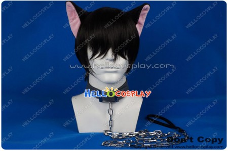 Universal Mother Cat Cosplay Gray Artificial Leather Collars Silver Chain Necklace Accessories