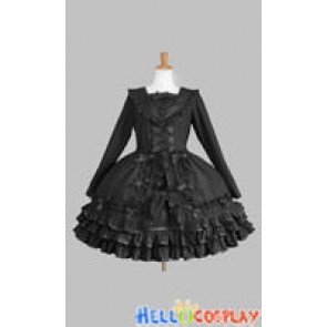 Sweet Lolita Gothic Punk Classic Black Sailor Collar Dress