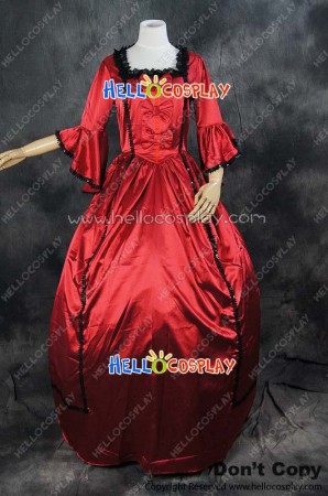 Lolita Dress Victorian Satin Cosplay Costume Red