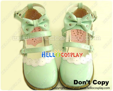 Mint Bow Straps Flat Sweet Lolita Doll Shoes