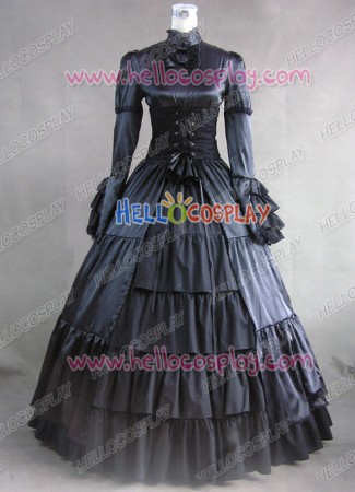 Victorian Lolita Steampunk Corset Gothic Lolita Dress Black