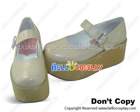 Beige NaNa Strap Platform Punk Lolita Shoes