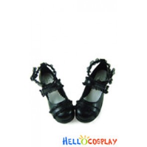 Black Ribbon Ankle Strap Chunky Sweet Lolita Shoes