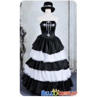 One Piece Cosplay Perona Costume Formal Dress Black White