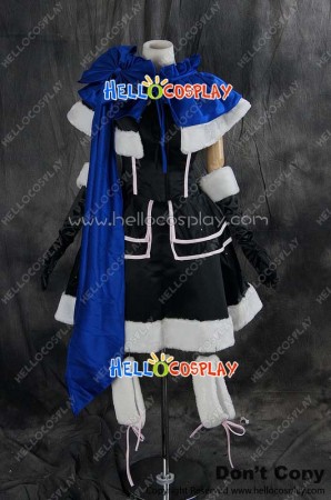 Vocaloid 2 Cosplay Kaito Blue Black Dress Fur Costume