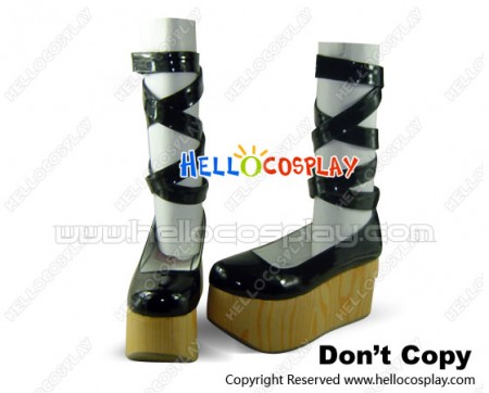 Mirror Black NaNa Circle Straps Platform Punk Lolita Shoes