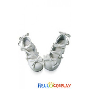 White Crossing Straps Chunky High Heels Platform Lolita Shoes