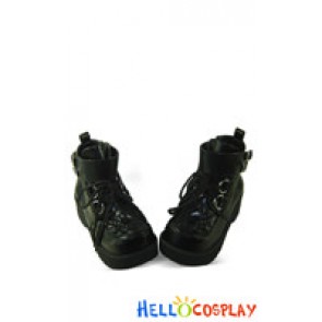 Black Buckles Chunky Punk Lolita Ankle Boots