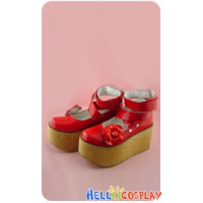 Mirror Red Thick Crossing Straps Platform Sweet Lolita Shoes