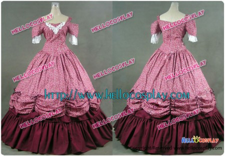 Southern Belle Civil War Cotton Dress Ball Gown Prom