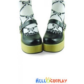 Matte Black NaNa Strap Platform Punk Lolita Shoes