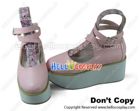 Pink Ankle Strap Platform Punk Lolita Shoes