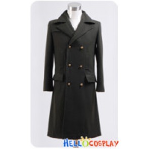 Doctor Cosplay Dr Dark Green Long Wool Trench Coat Costume