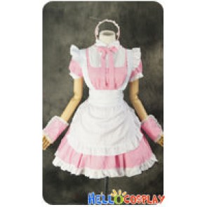 Maid Cosplay White Apron Pink Dress Sweet Costume